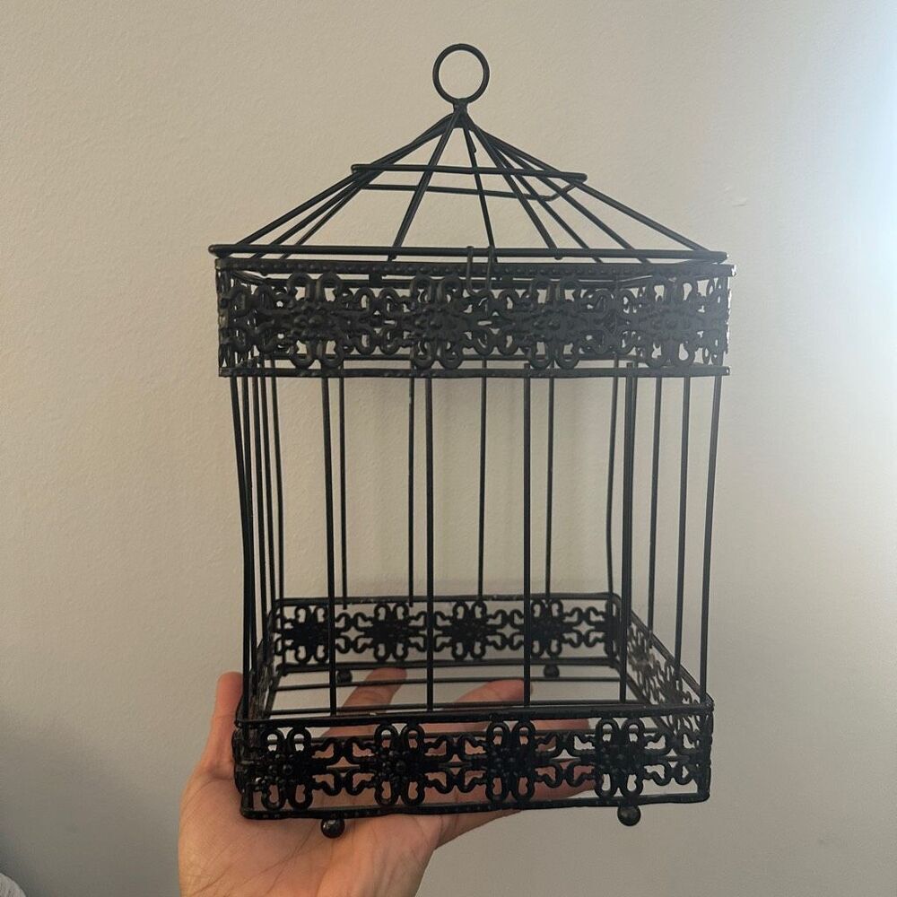Black metal small decor cage